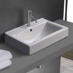 CeraStyle 064200-U/D Drop In Sink in Ceramic, Modern, Rectangular